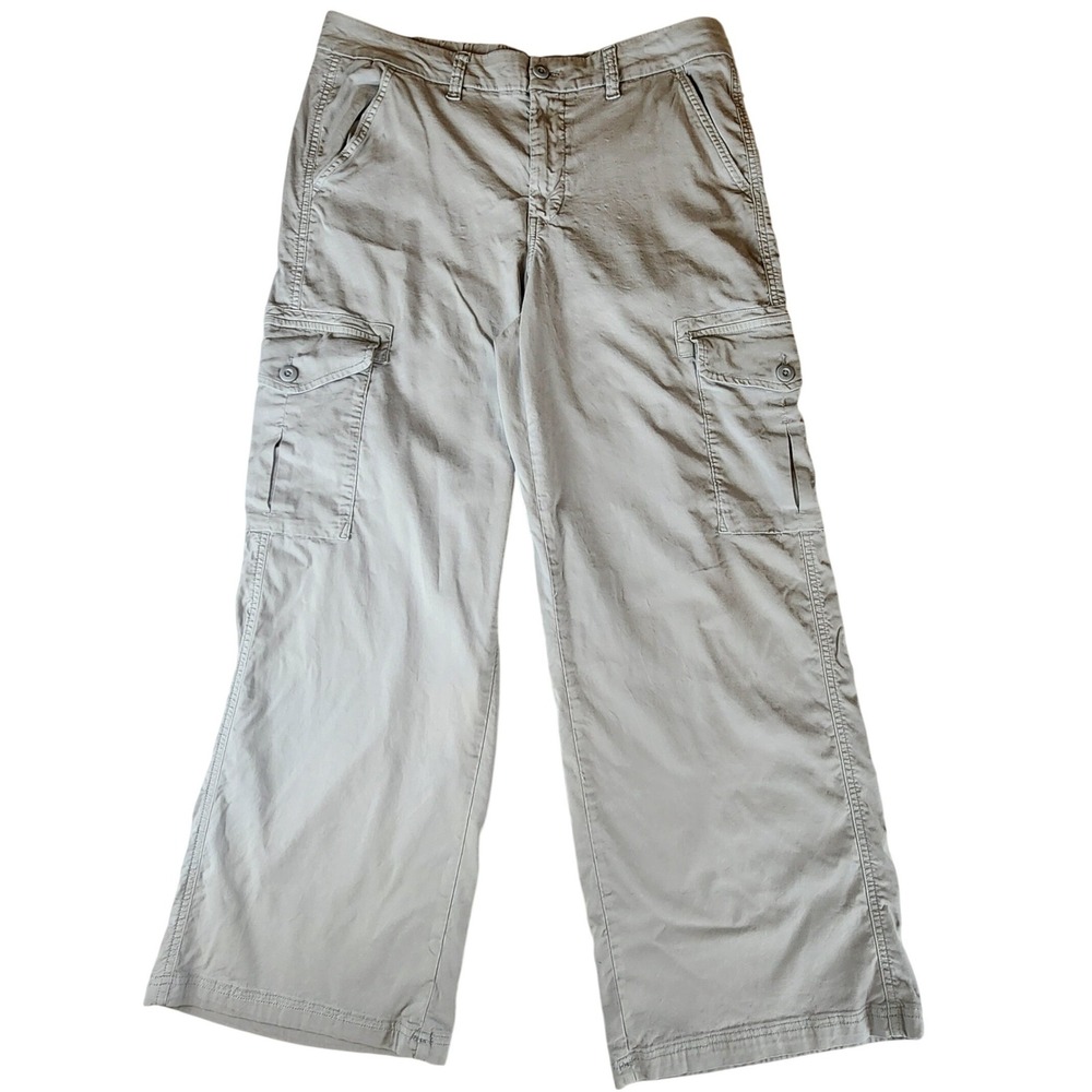 American Eagle Stretch Cargo Pants Mens 35x30 Gray Wide Leg Y2K Utility Trousers